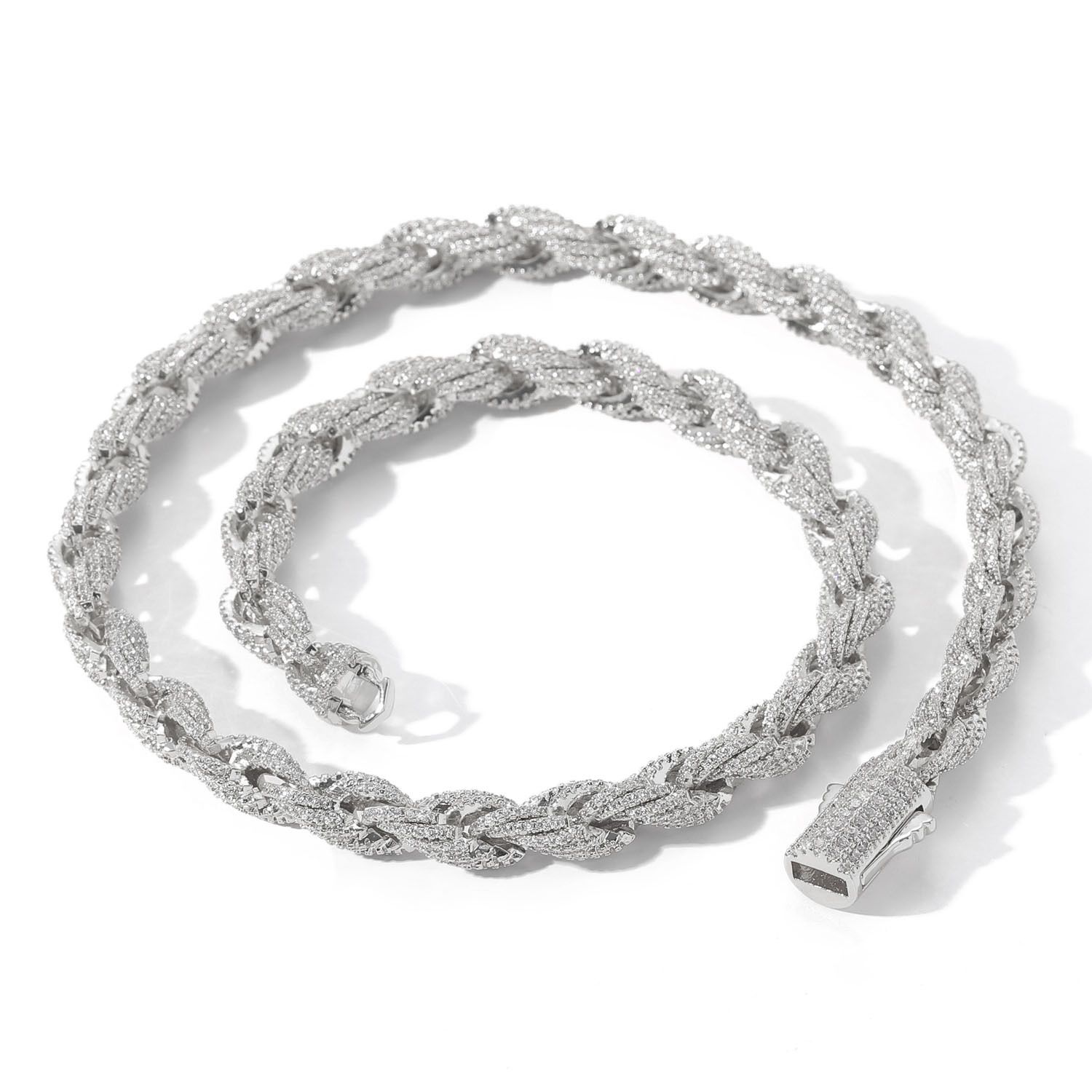 Three-prong moissanite 3mm 925 silver hip-hop necklace, single stone Tennis Chain Tennis chain