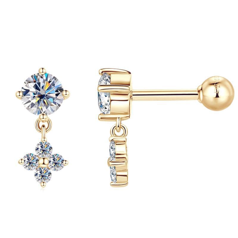 Fashionable and sweet 10K gold Moissanite diamond earrings, a trendy and elegant female ear accessory with a high-end feel