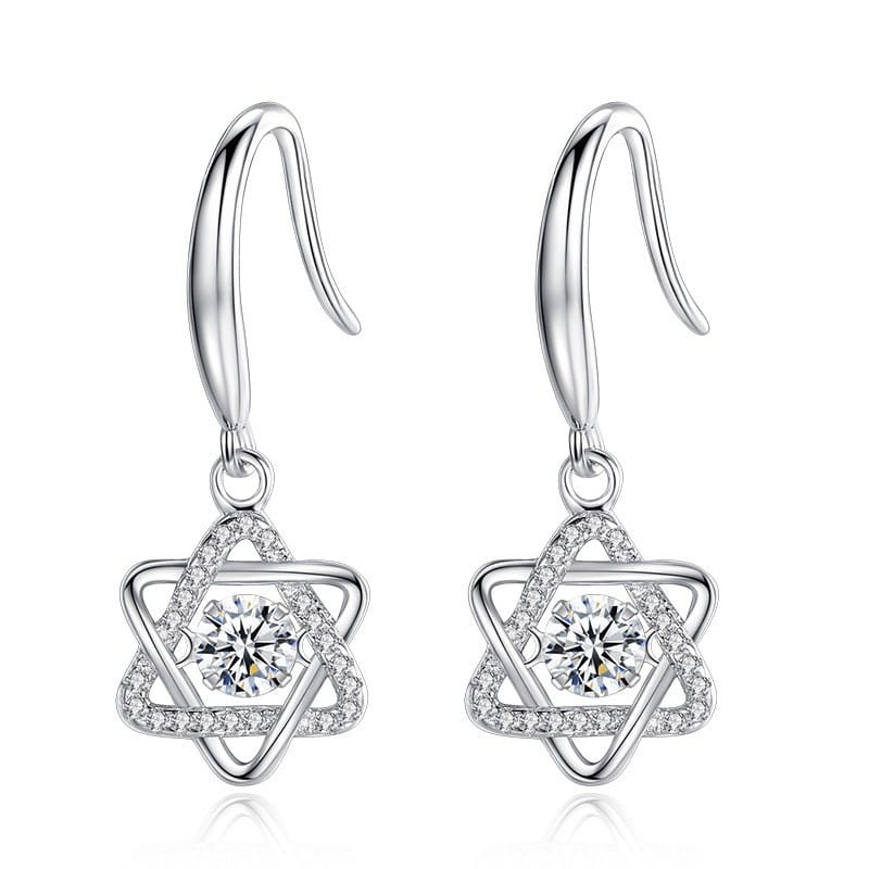 S925 sterling silver Moissanite dynamic hexagonal star stud earrings for women are versatile