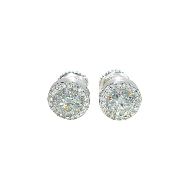 S925 silver-set 50-point Moissanite round simple stud earrings, with a high-end design