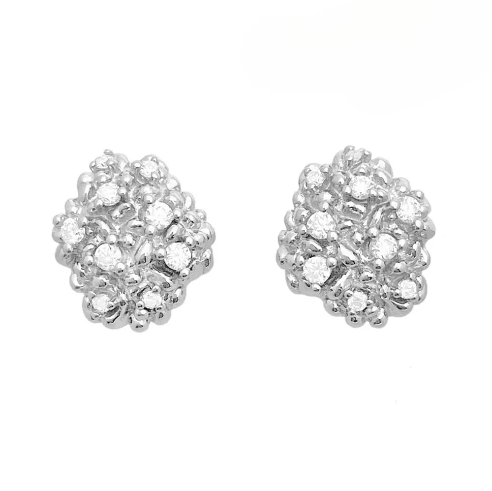 New stylish and retro S925 silver-inlaid moissanite hydrangea simple stud earrings