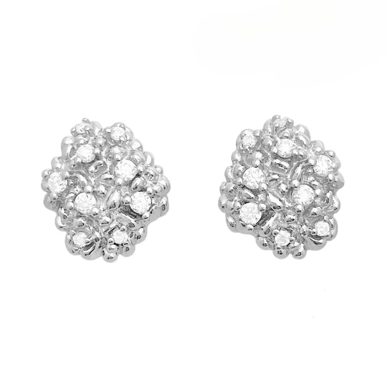New stylish and retro S925 silver-inlaid moissanite hydrangea simple stud earrings