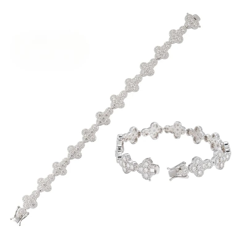 New 13mm S925 silver moissanite cross Cuban chain necklace bracelet