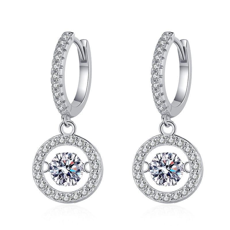 Beating heart earrings for women, Moissanite crystal earrings for women, dynamic stud earrings