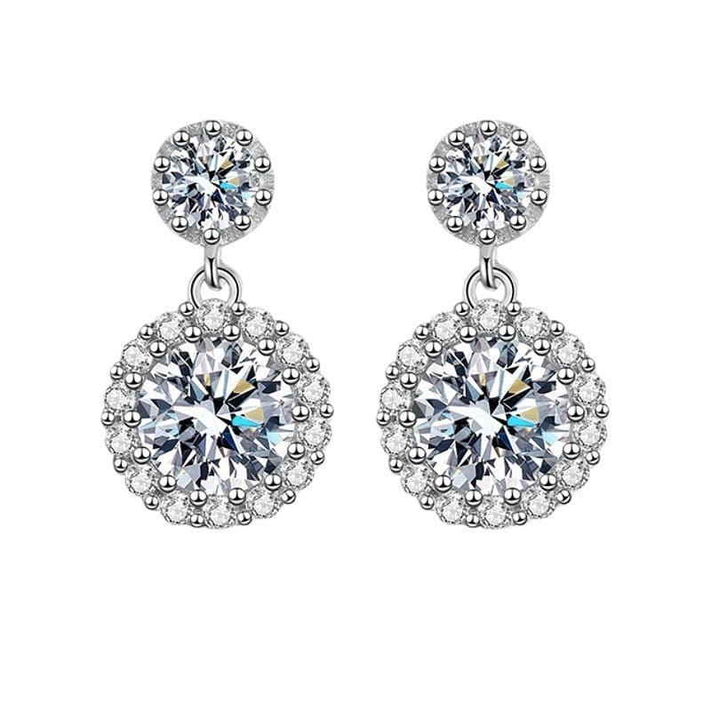 925 sterling silver round-wrapped Moissanite stud earrings, a high-end pendant with classic charm, simple and versatile for women