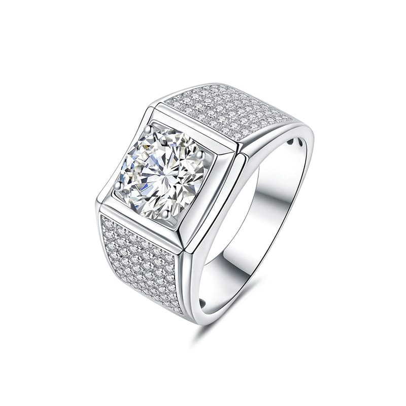 S925 silver-plated white gold Moissanite D-grade men's minimalist style ring
