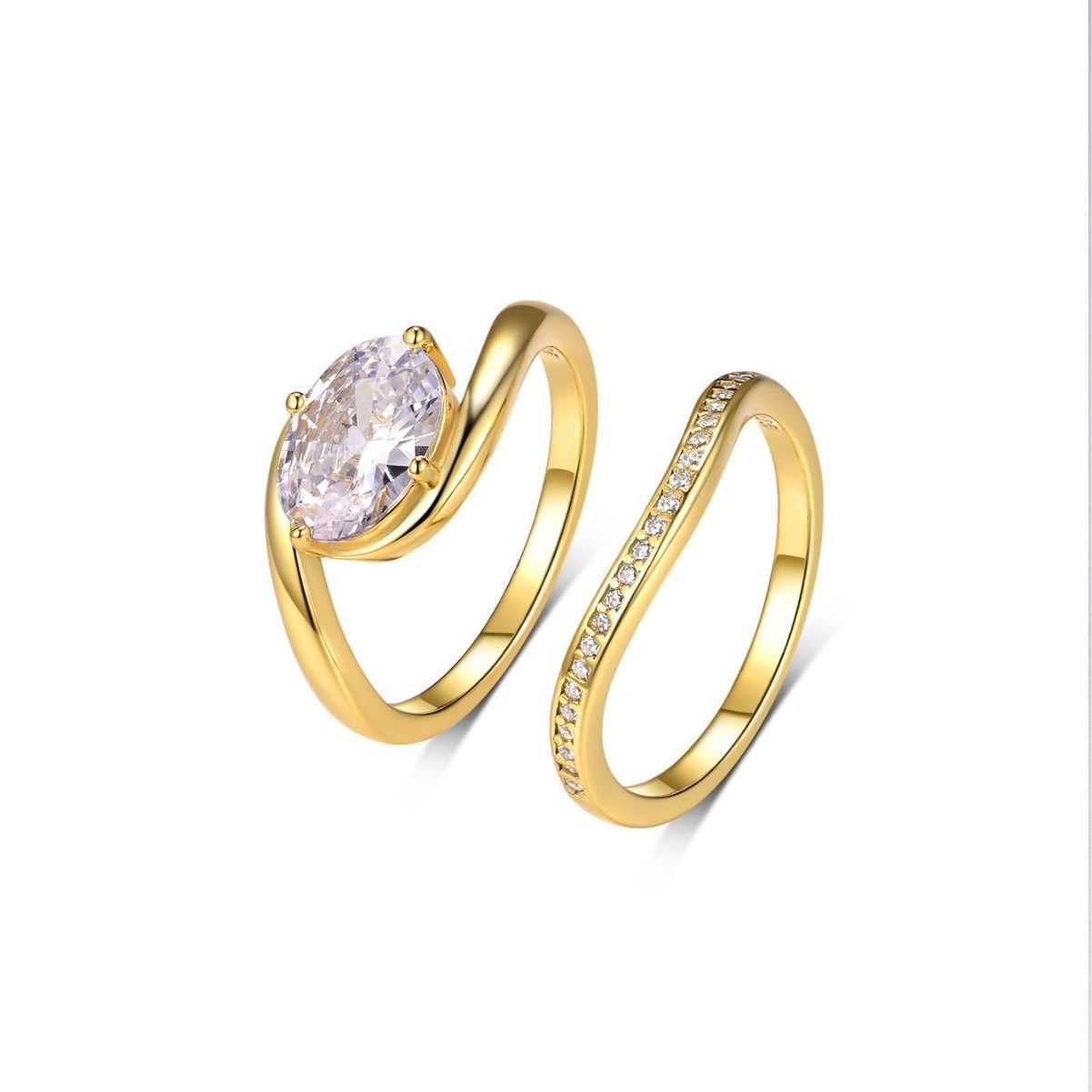S925 silver Moissanite three-piece ring layering elegant and simple style