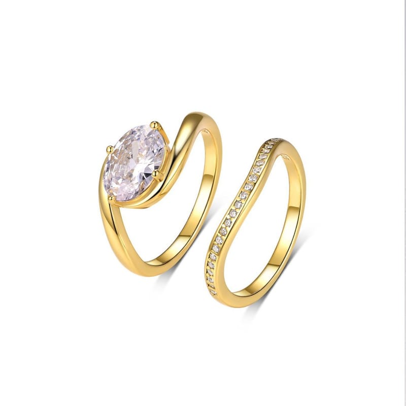 S925 silver Moissanite three-piece ring layering elegant and simple style