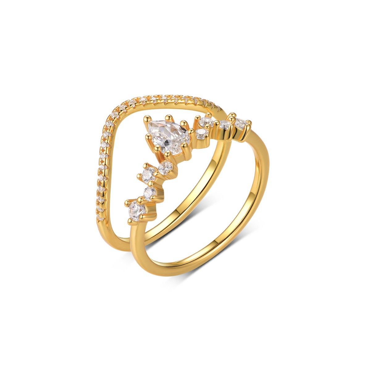 S925 Silver Fashion Set Two-piece Moissanite ring set