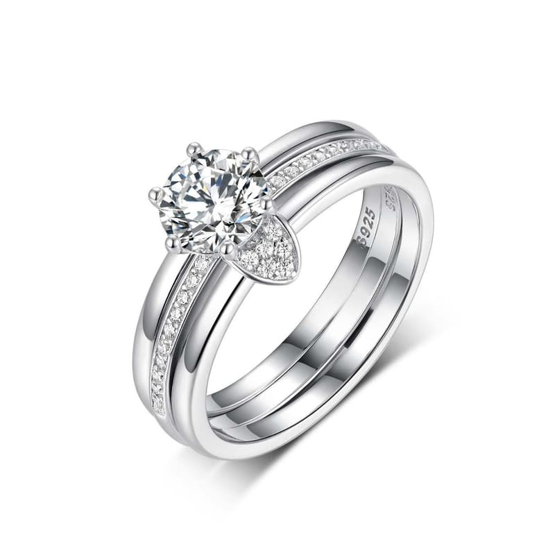 S925 silver set ring, Moissanite ring, silver double-layer engagement pair ring