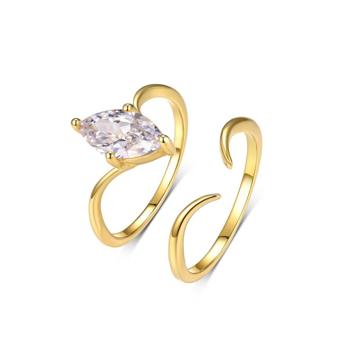 S925 Silver Moissanite water-drop main stone double-layered set ring