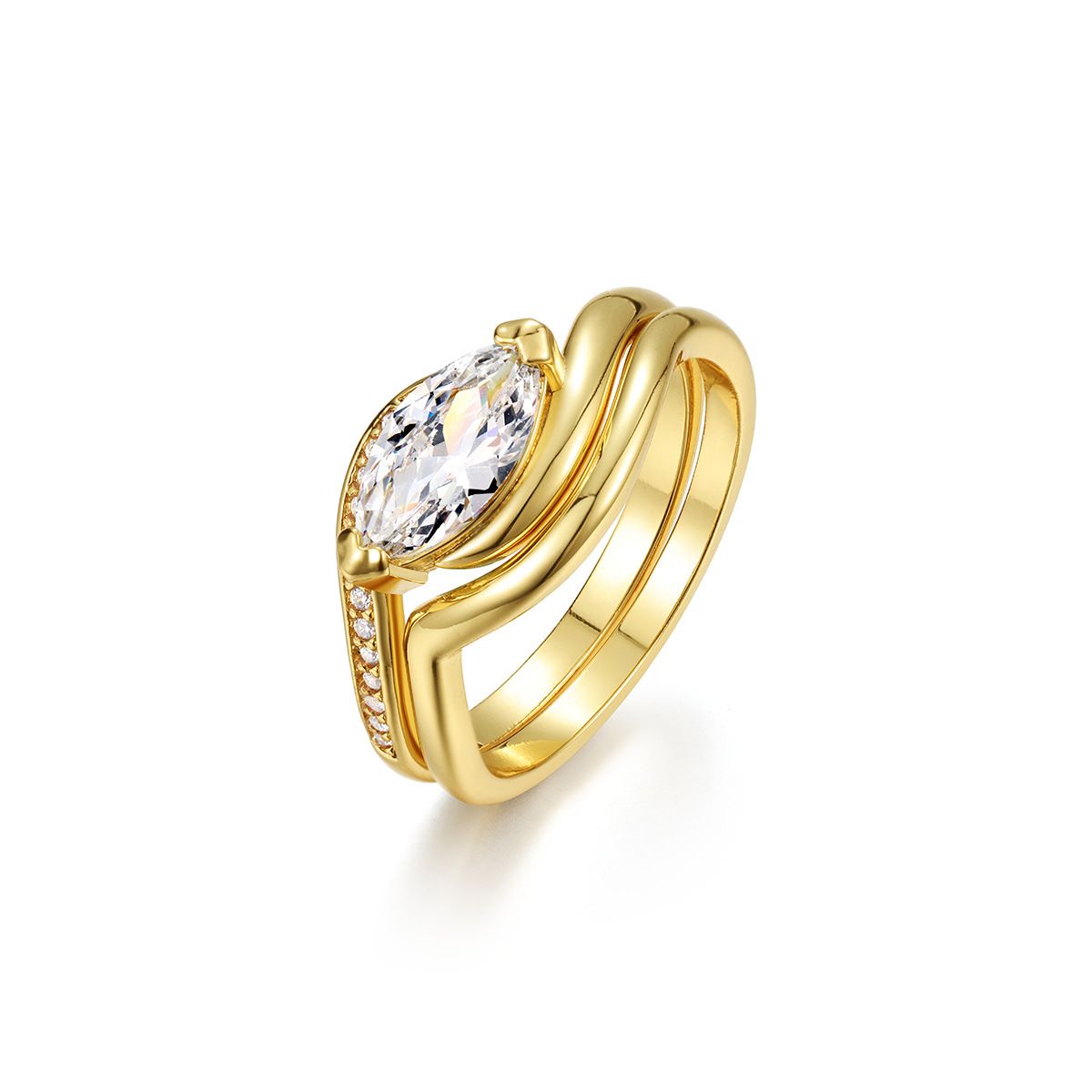 A moissanite S925 sterling silver set with a horse's eye retro and high-end combination ring for women