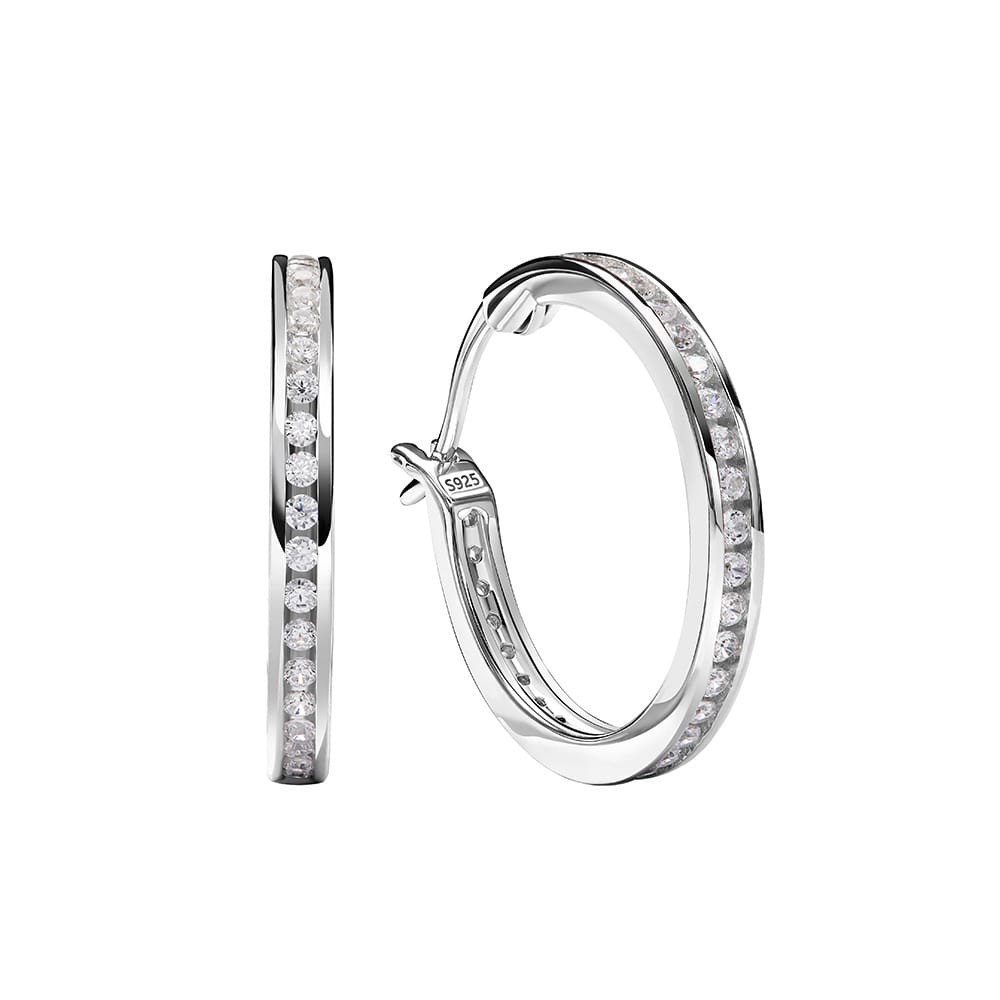 S925 sterling silver moissanite earrings, light luxury high-end round single-row full diamond fine ear ring for women