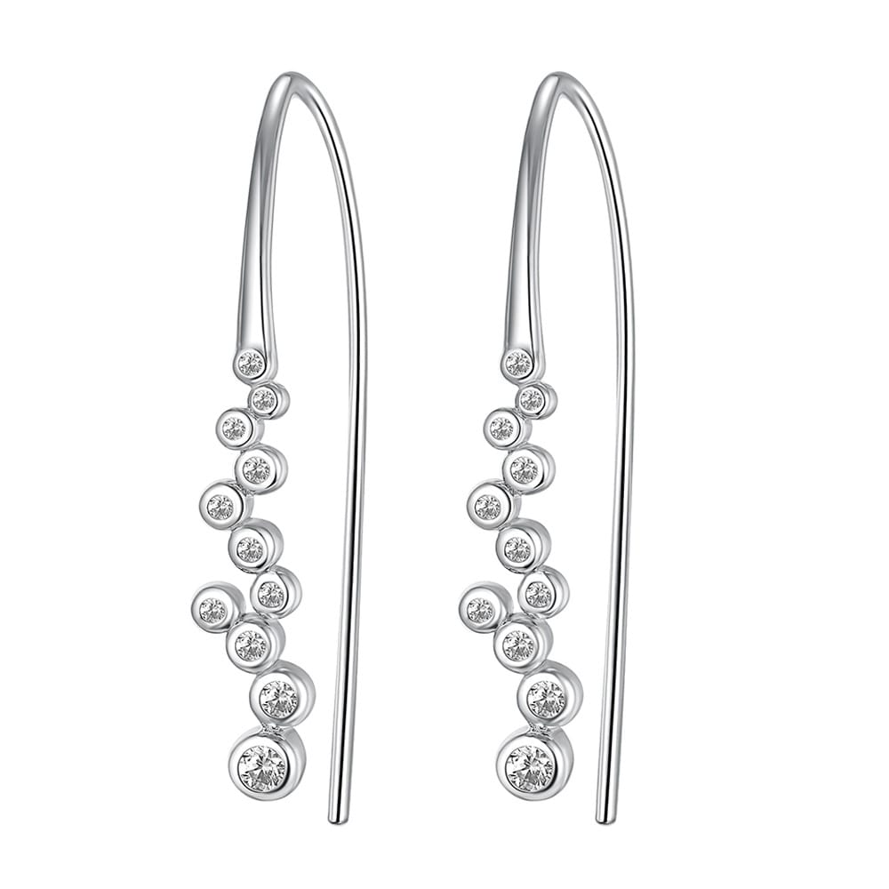 New S925 silver Moissanite bubble ear hooks, personalized and versatile long earrings, round Moissanite diamond earrings