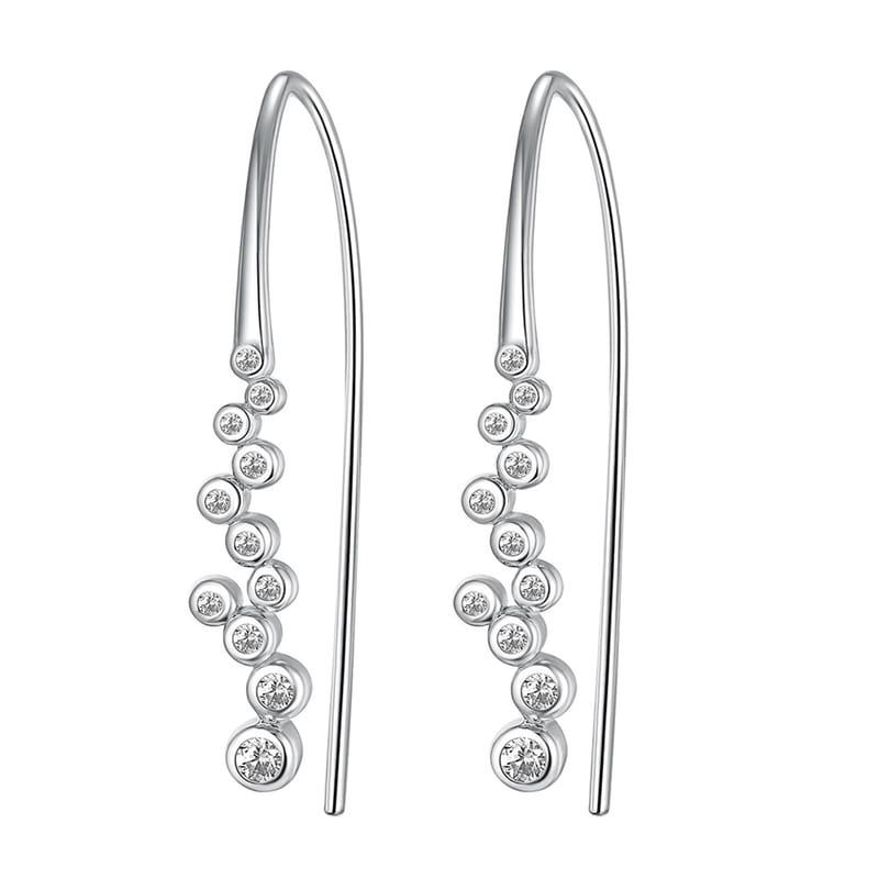 New S925 silver Moissanite bubble ear hooks, personalized and versatile long earrings, round Moissanite diamond earrings