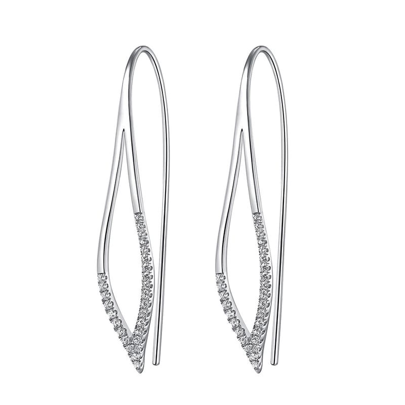 The new S925 sterling silver moissanite ear hooks are simple and elegant, with geometric earrings and diamond-shaped lines