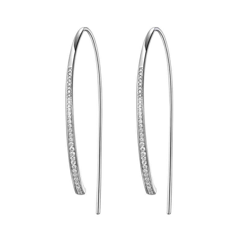 S925 silver moissanite ear hooks, a simple and cold style long earring with a U-shaped geometric shape, are elegant earrings