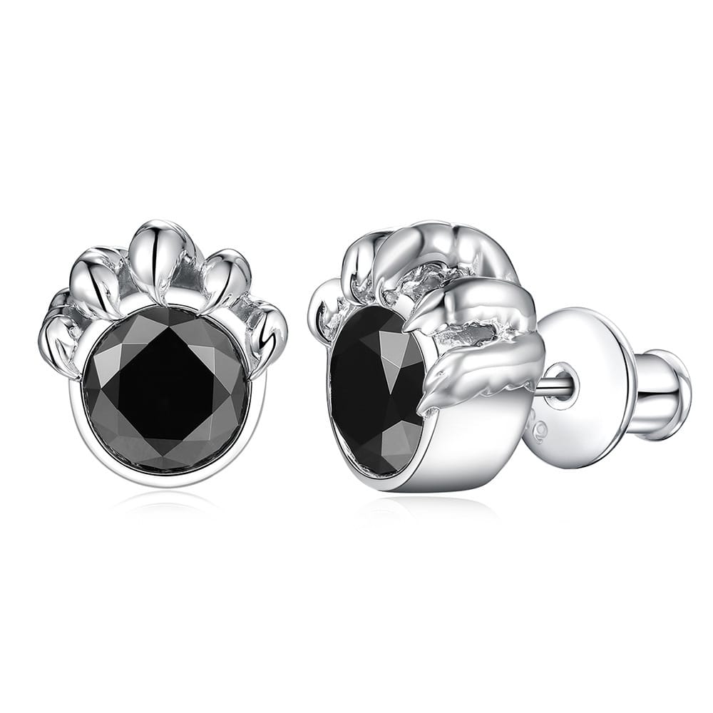 The new S925 silver-black Moissanite cat paw stud earrings are a stylish and personalized diamond-encrusted ear accessory for both men and women