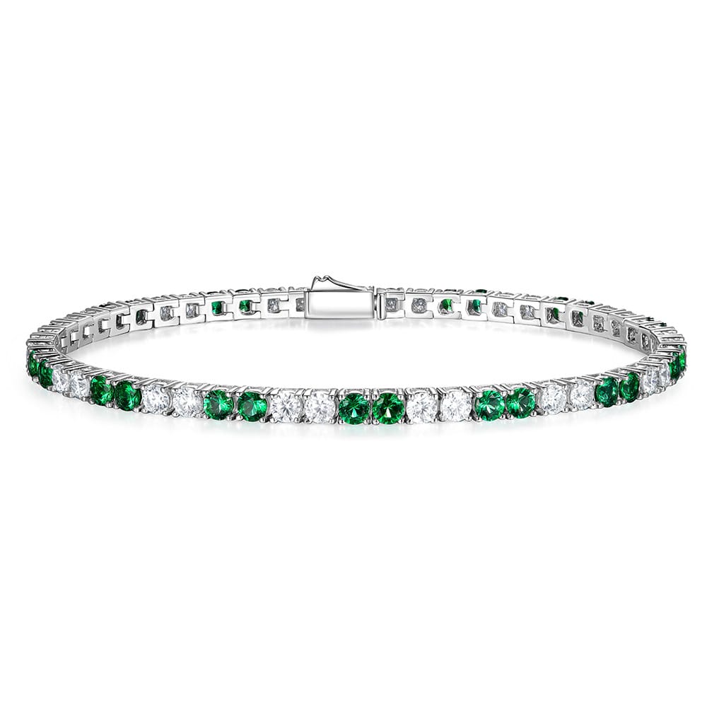 S925 sterling silver cultivated emerald tennis bracelet, fashionable and individual moissanite emerald jewelry