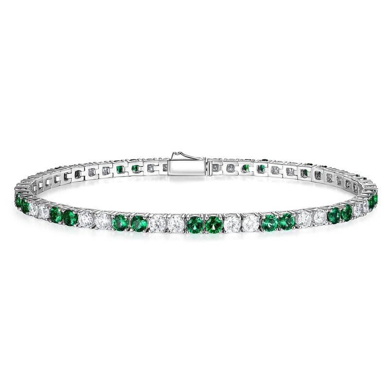 S925 sterling silver cultivated emerald tennis bracelet, fashionable and individual moissanite emerald jewelry