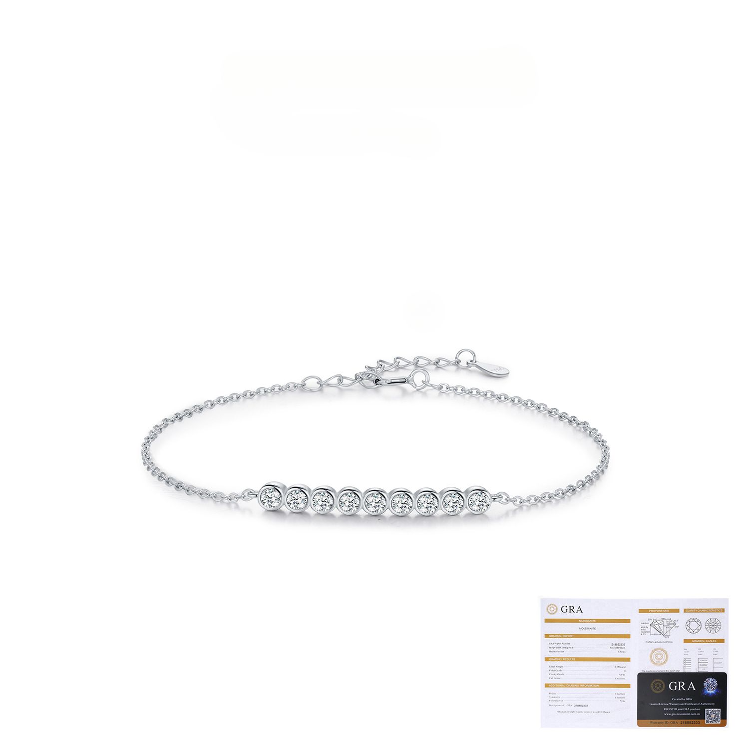 D-color Moissanite s925 silver jewelry sparkling row diamond bracelet