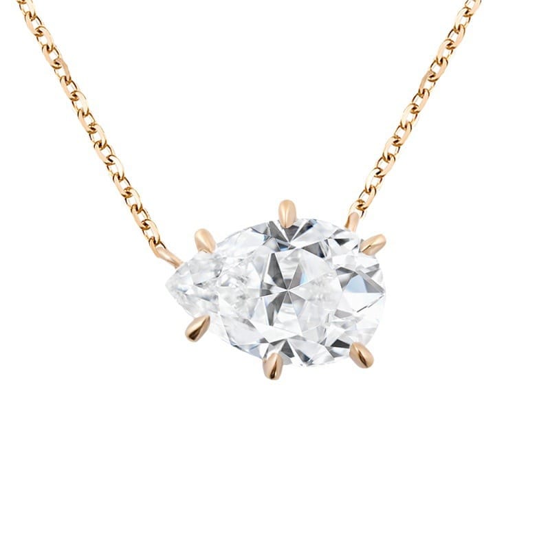 18K gold 9x6mm pear-shaped ultra-white Moissanite necklace, six-prong Moissanite set with water drops