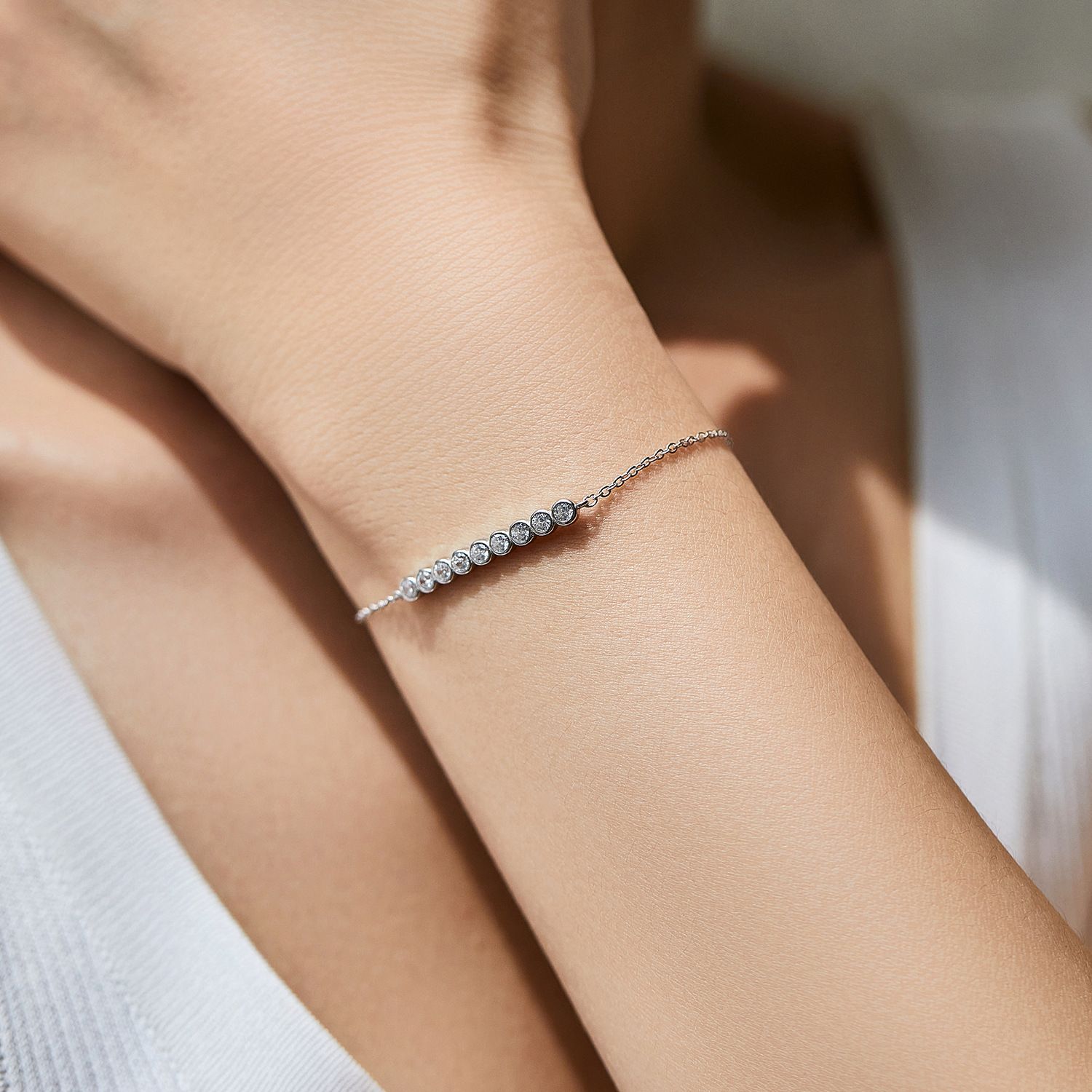 D-color Moissanite S925 silver Japanese and Korean version fashionable and elegant jewelry, shining row diamond bracelet