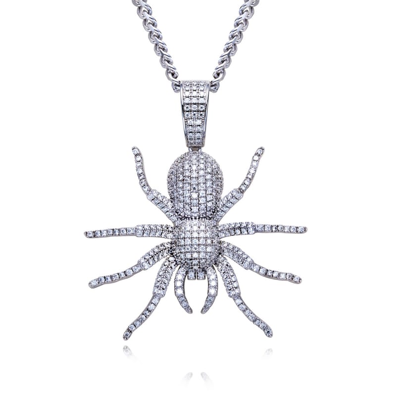 Hip-hop Spider Pendant S925 sterling silver inlaid moissanite trendy, individual and niche design insect accessory