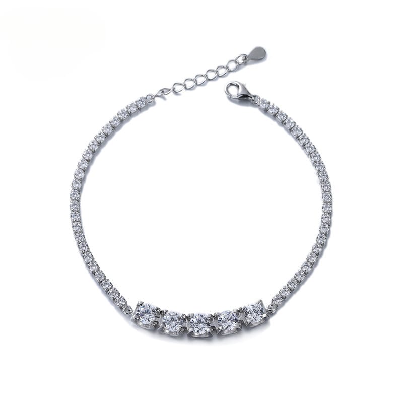 2.5-carat D-color Moissanite 925 silver plated with 18K gold five-diamond bull head bracelet