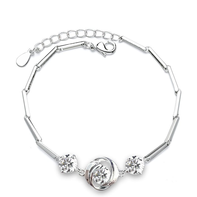 Moissanite bolo bracelet, women's pure silver bracelet