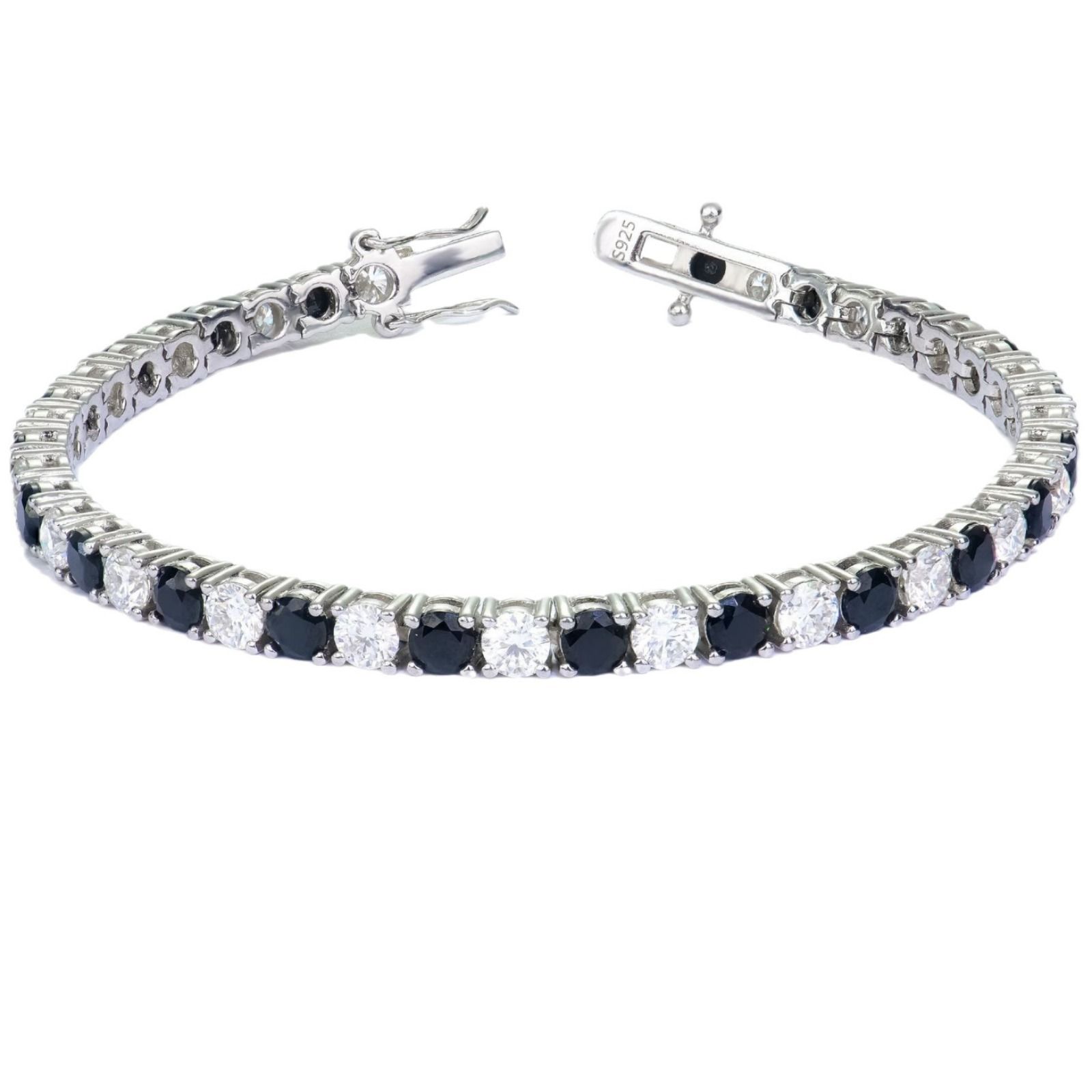 0.1 carat pomegranate red interlaced Moissanite bracelet, women's pure silver light luxury and simple style full of diamonds jewelry
