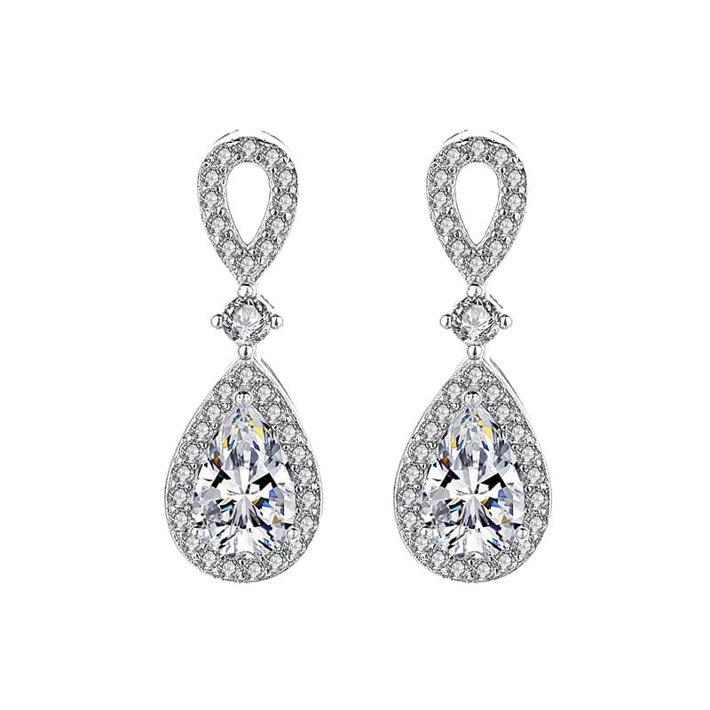 New Moissanite earrings, super sparkling water drop simulated diamond earrings, fashionable and high-end light luxury earrings