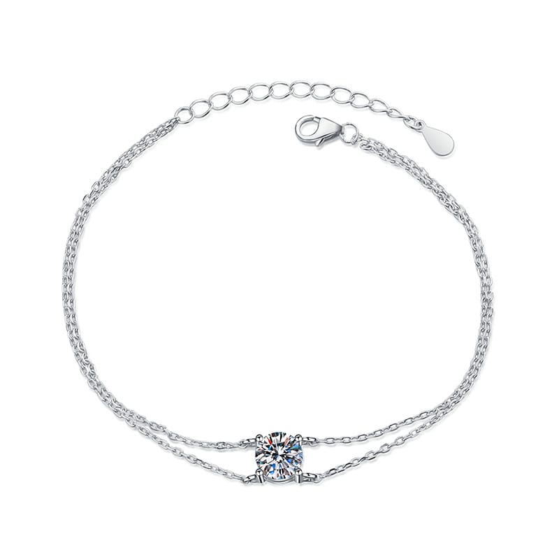s925 sterling silver 1-carat four-clawed Mosant double-layer bracelet