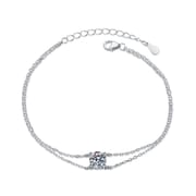 s925 sterling silver 1-carat four-clawed Mosant double-layer bracelet