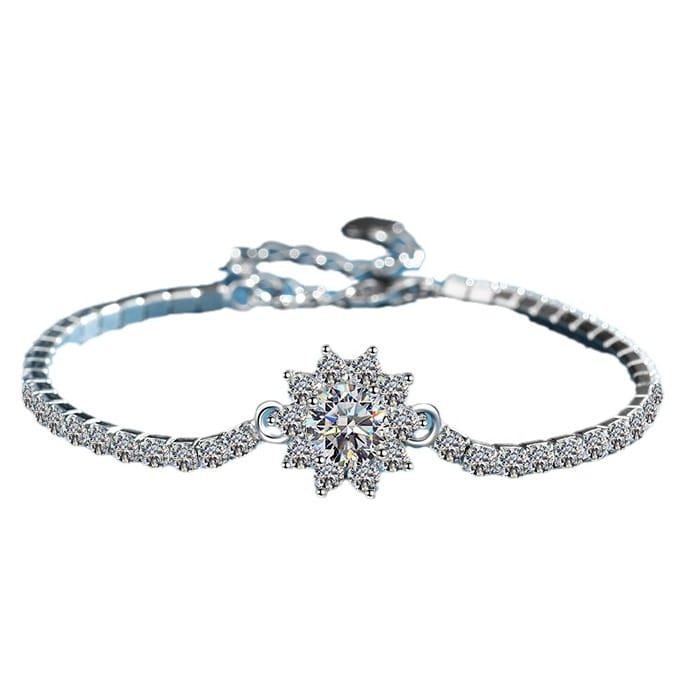 S925 sterling silver Moissanite sunflower bracelet, one-carat diamond pull-out bracelet
