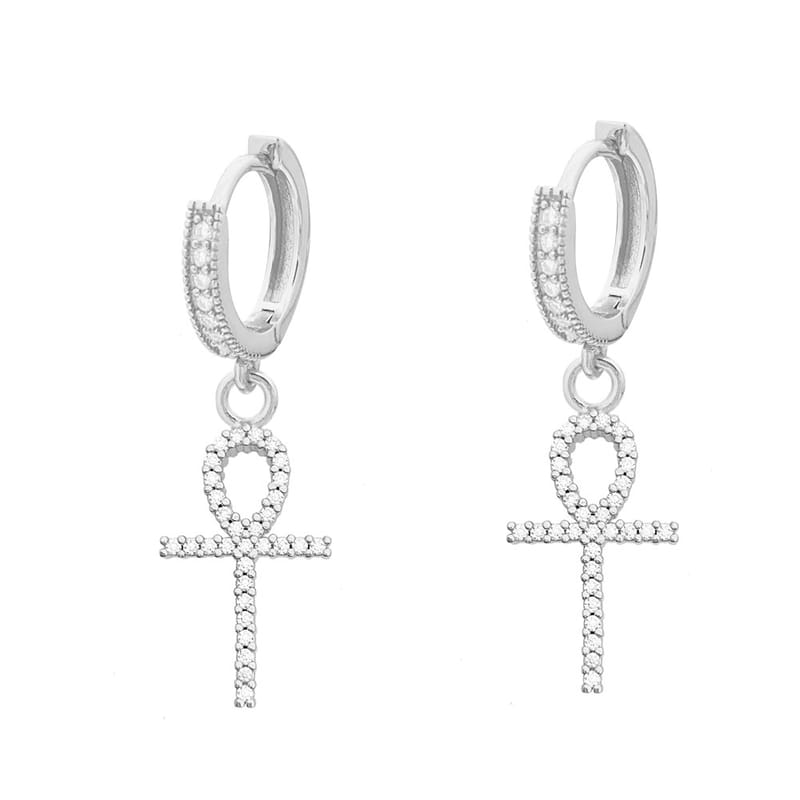 Stylish and simple S925 silver-inlaid moissanite classic cross stud earrings for both men and women