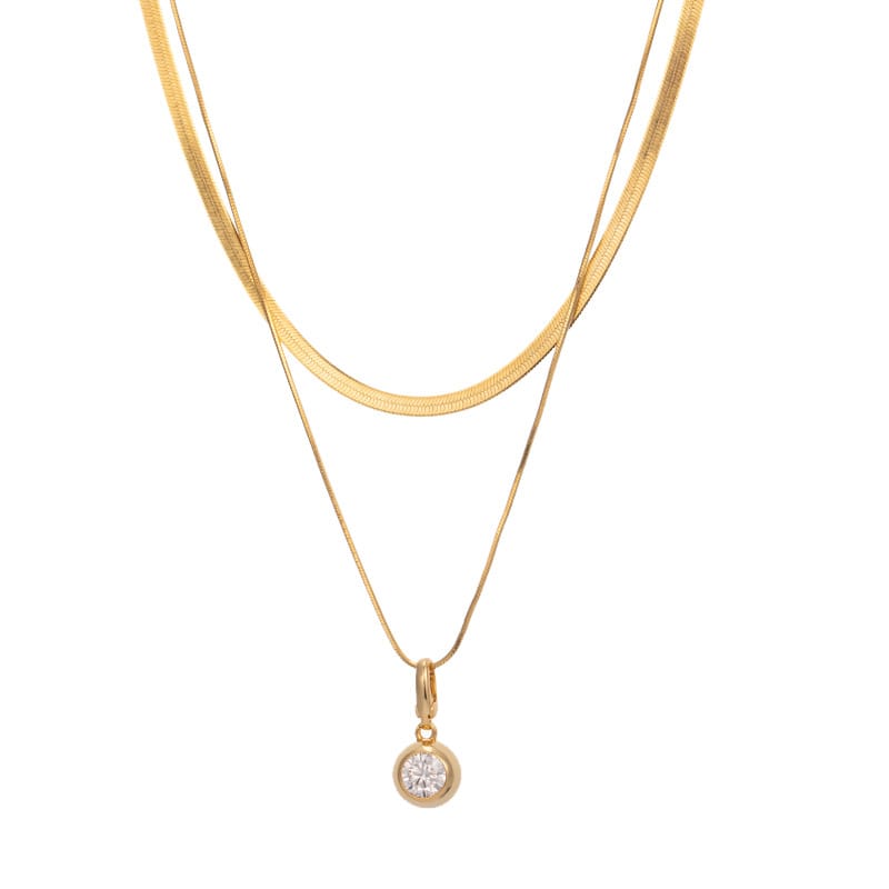 925 silver snake bone chain set with 1-carat Moissanite bubble detachable and stackable double-layer necklace