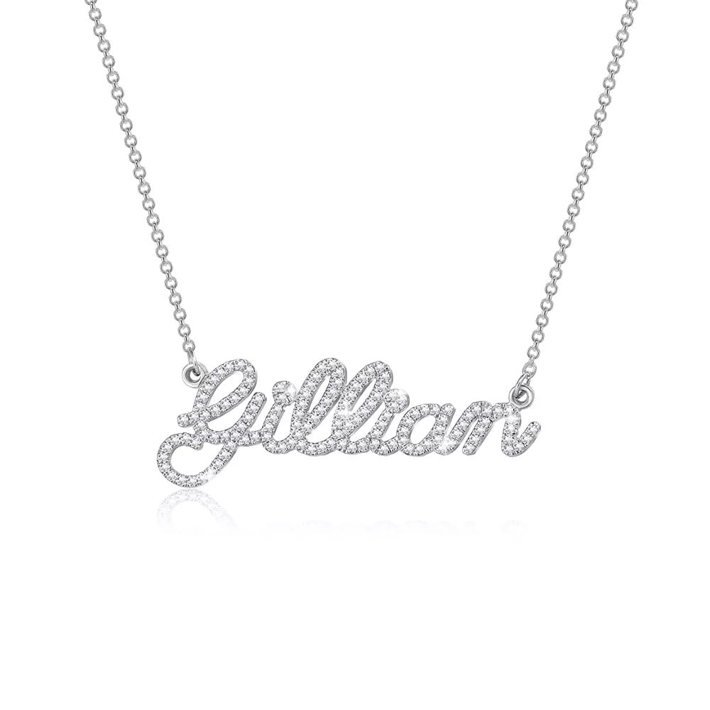 Personalized DIY letter name silver Moissanite plated 18k gold necklace, Valentine's Day gift