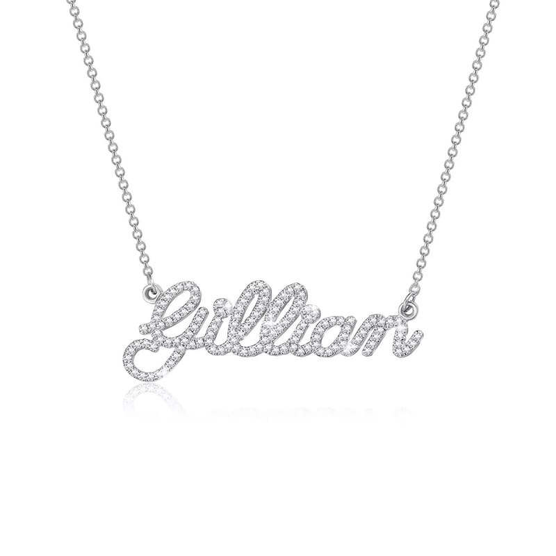 Personalized DIY letter name silver Moissanite plated 18k gold necklace, Valentine's Day gift