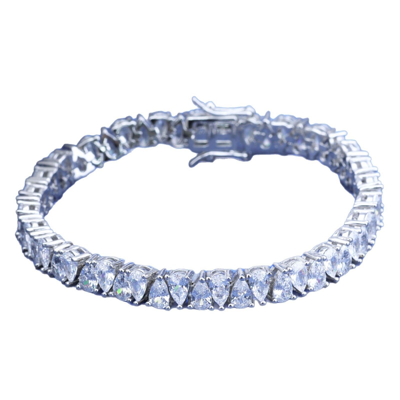 S925 sterling silver Moissanite D-color tennis bracelet, with an irregular teardrop-shaped full diamond luxury