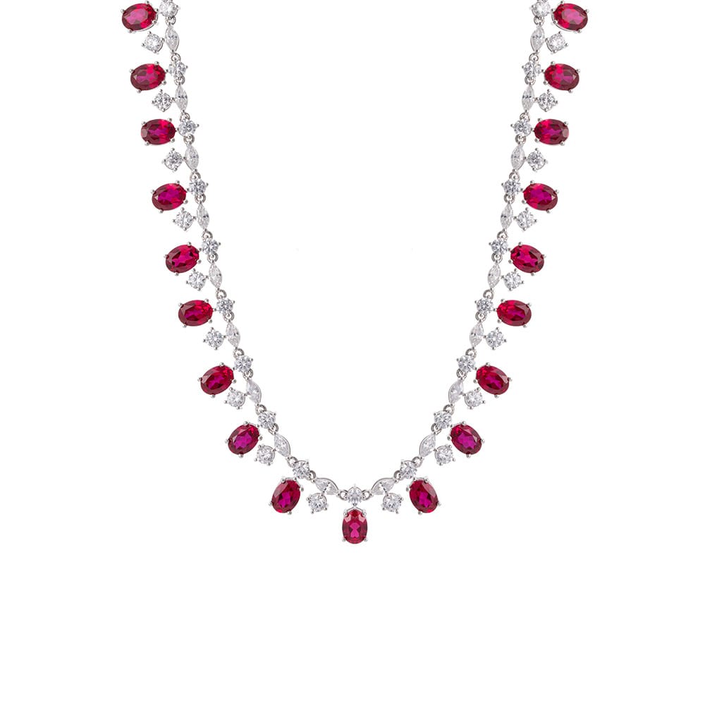 Golden Years Court Style 6*8mm Oval cultivated Ruby Necklace, high-end jewelry