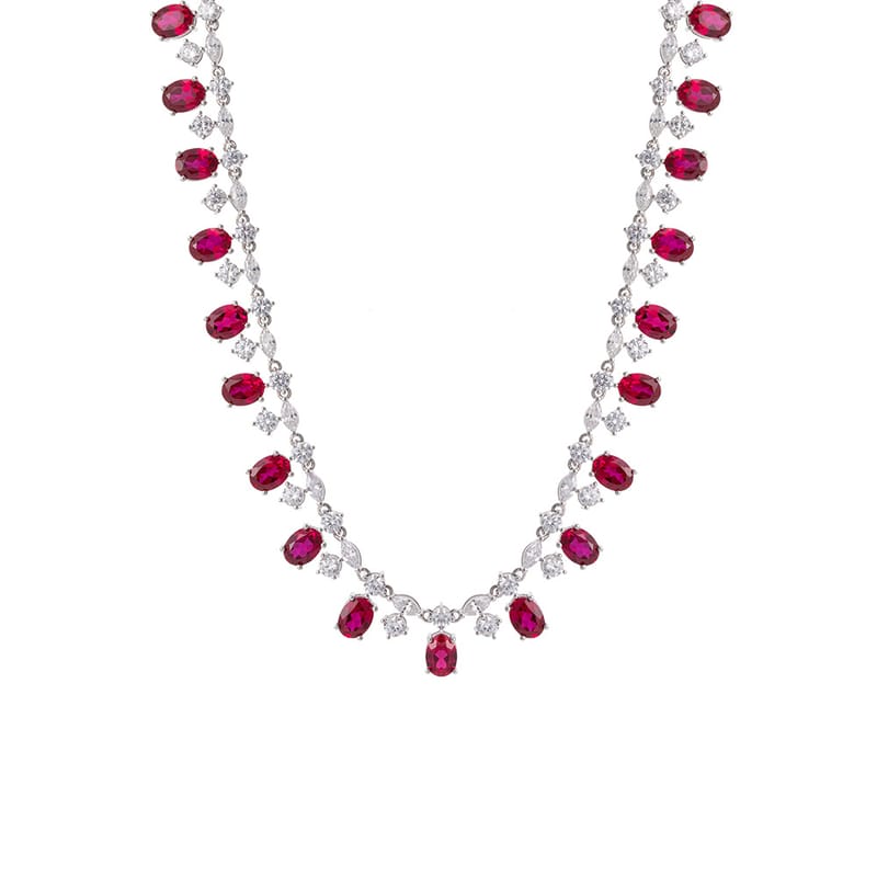 Golden Years Court Style 6*8mm Oval cultivated Ruby Necklace, high-end jewelry