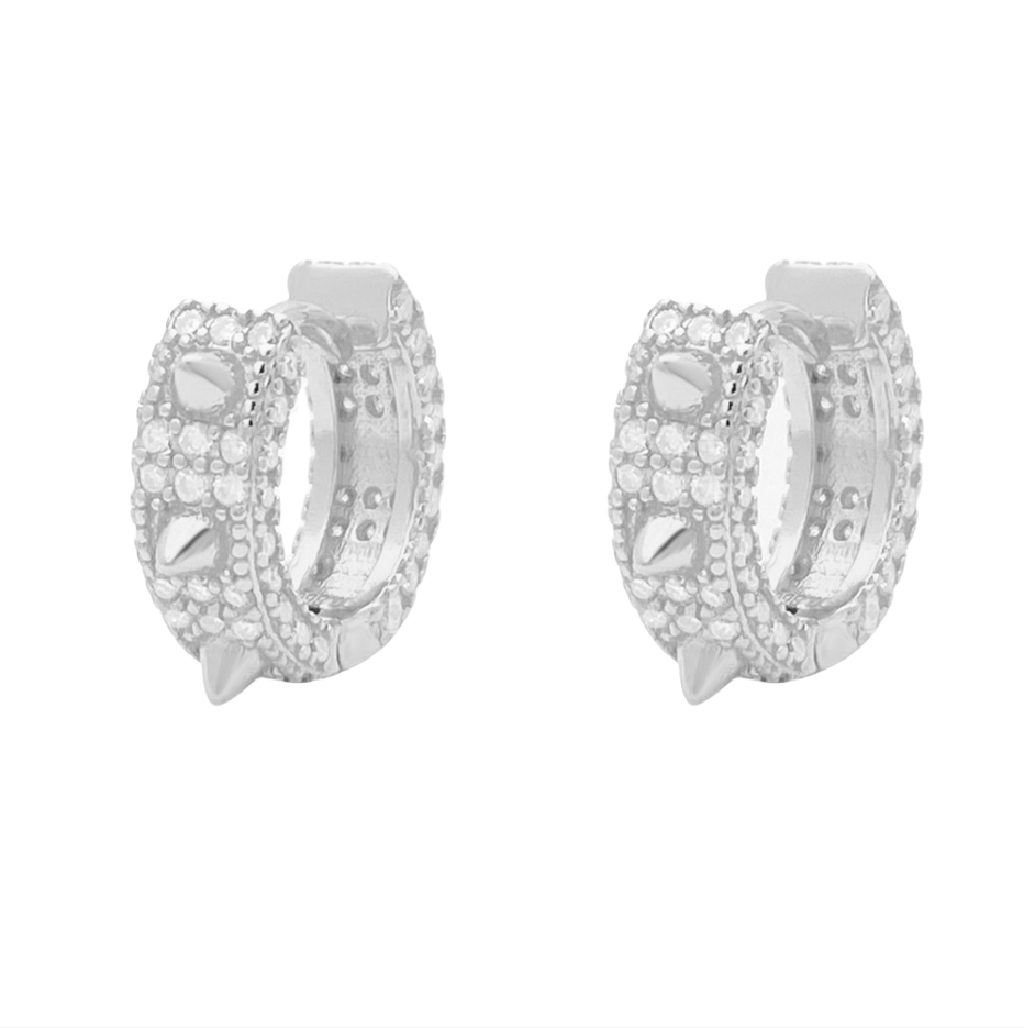 New S925 silver Moissanite ear rings, round cross stud earrings, hip-hop personality earrings