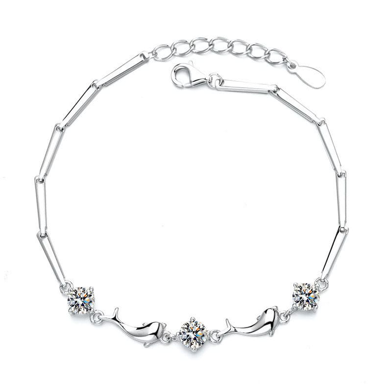 D-color Moissanite S925 sterling silver Dolphin bracelet as a gift jewelry for your girlfriend