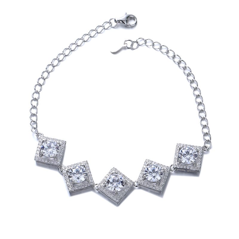 925 sterling silver 5-carat Moissanite diamond bracelet for women in D-color square bag bracelet+GRA certificate