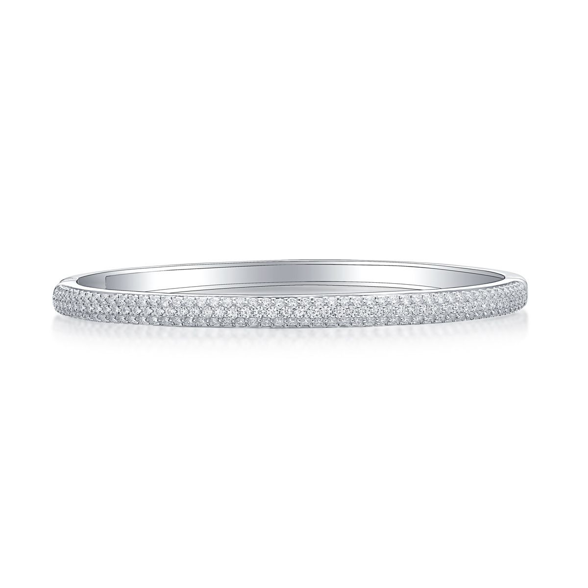 A versatile and stackable half-ring moissanite bracelet, with a 925 silver plated with 18k white gold bracelet throughout