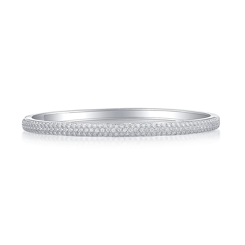 A versatile and stackable half-ring moissanite bracelet, with a 925 silver plated with 18k white gold bracelet throughout