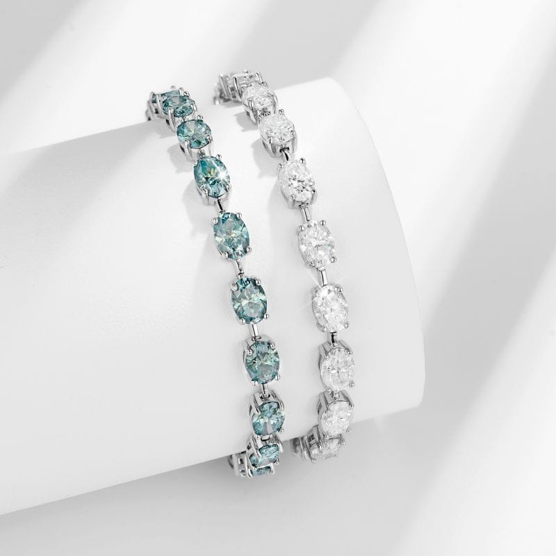 New S925 silver plated 18k gold 1-carat Moissanite tennis bracelet: A hip-hop men's and women's matching accessory