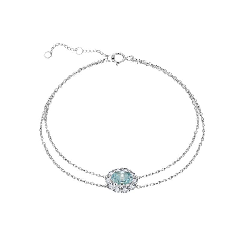 New Paraiba Moissanite 5*7mm egg-shaped bracelet, set with zircon S925 silver plated with 18k gold