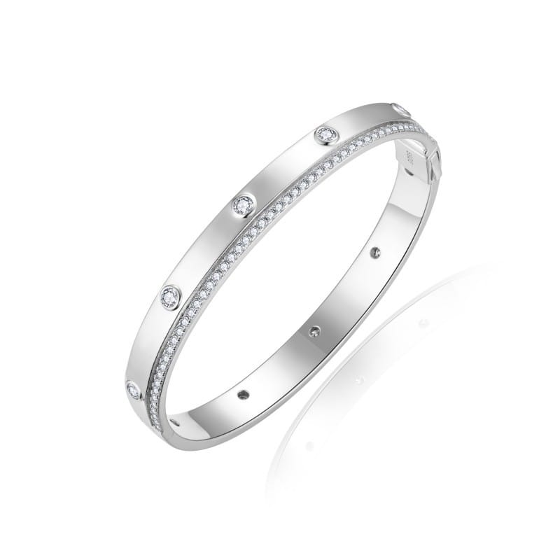 Versatile and stackable Moissanite double-sided design round 2.8mm gold lady's bracelet S925 with silver and gold plating